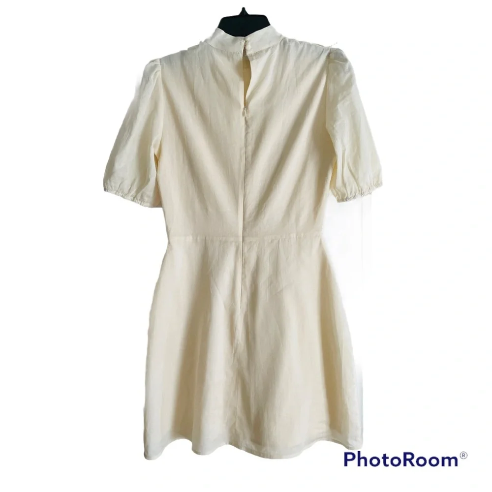 NWT Reformation Bradley Mock Neck Organic Cotton Minidress in Almond Size 2